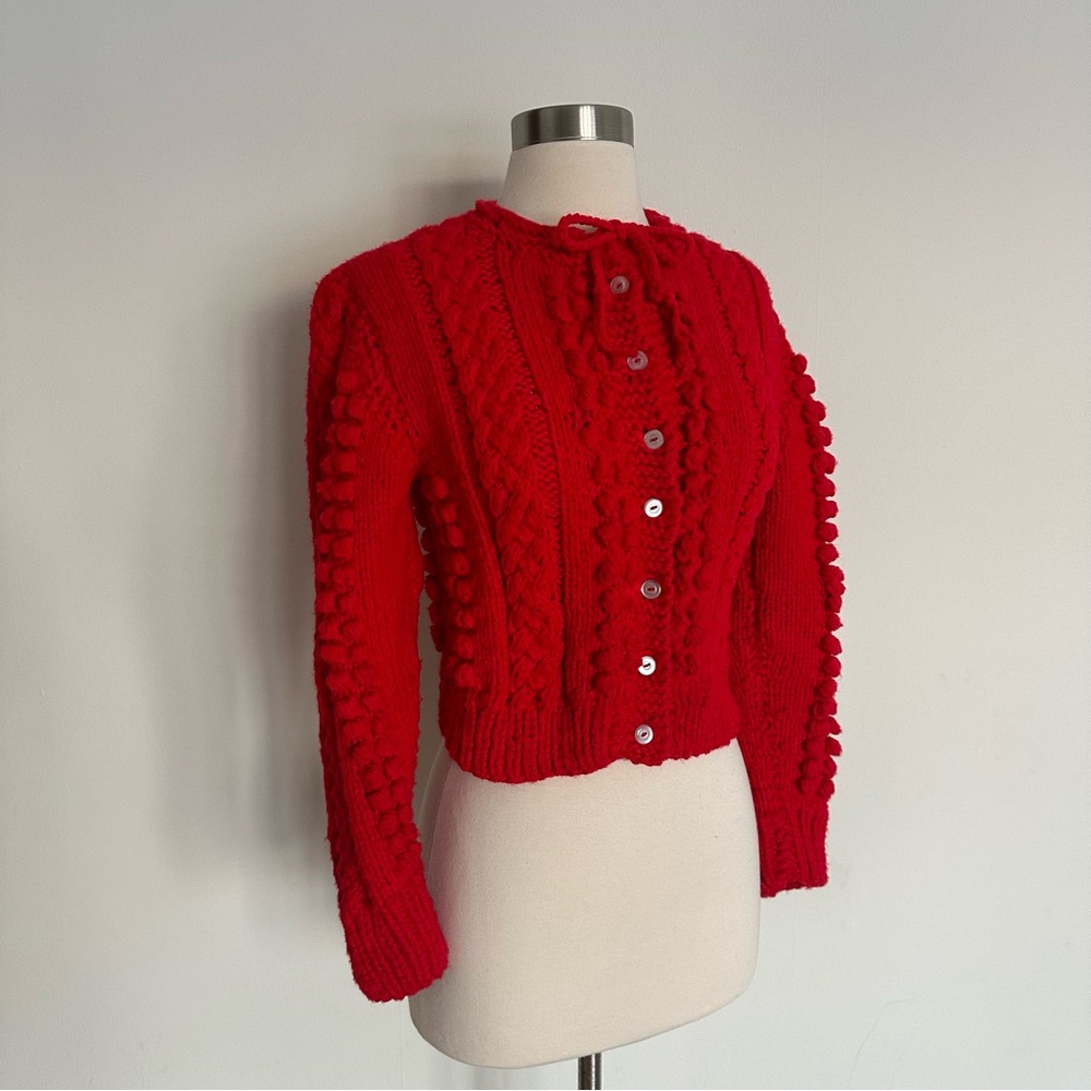 Vintage Red Women's Sweater Cardigan
